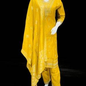 Golden Yellow Embroidered Salwar Kameez with Dupatta