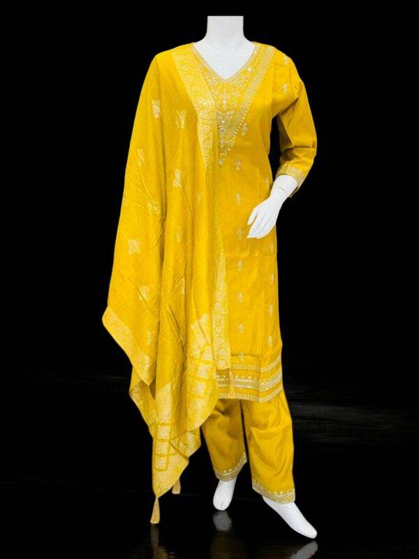 Golden Yellow Embroidered Salwar Kameez with Dupatta