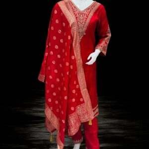 Deep Pink  and Gold Embroidered Salwar Kameez with Dupatta