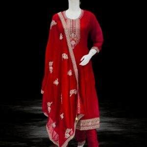 Elegan Deep Pink Embroidered Salwar Kameez with Ornate Dupatta