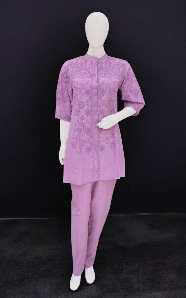 Lilac Embroidered Kurta Set with Trousers
