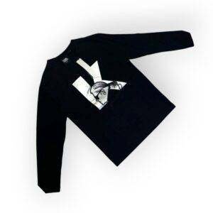 Kids' Black Long-Sleeve T-Shirt with Metallic "K" Logo Print