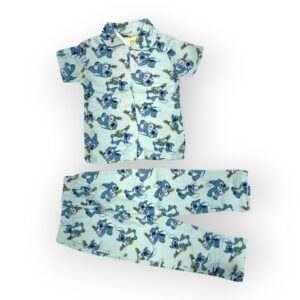 Kids' Cartoon Print Pajama Set – Short-Sleeve Shirt & Elastic Pants