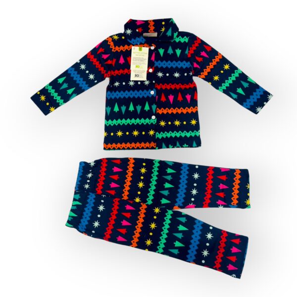 Kids' Vibrant Geometric Print Pajama Set – Long-Sleeve Shirt & Pants