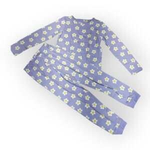Kids' Daisy Print Pajama Set – Long Sleeve Top & Pants in Soft Purple