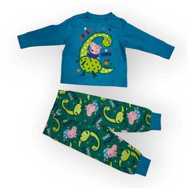 Peppa Pig Boys' Super Dino Pajama Set - Blue & Green