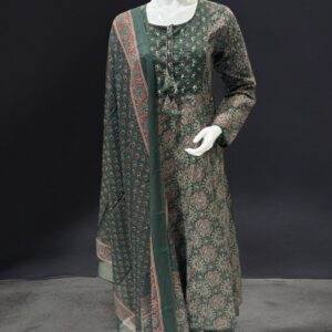 Graceful Black & Gold Printed Cotton Salwar Suit Set