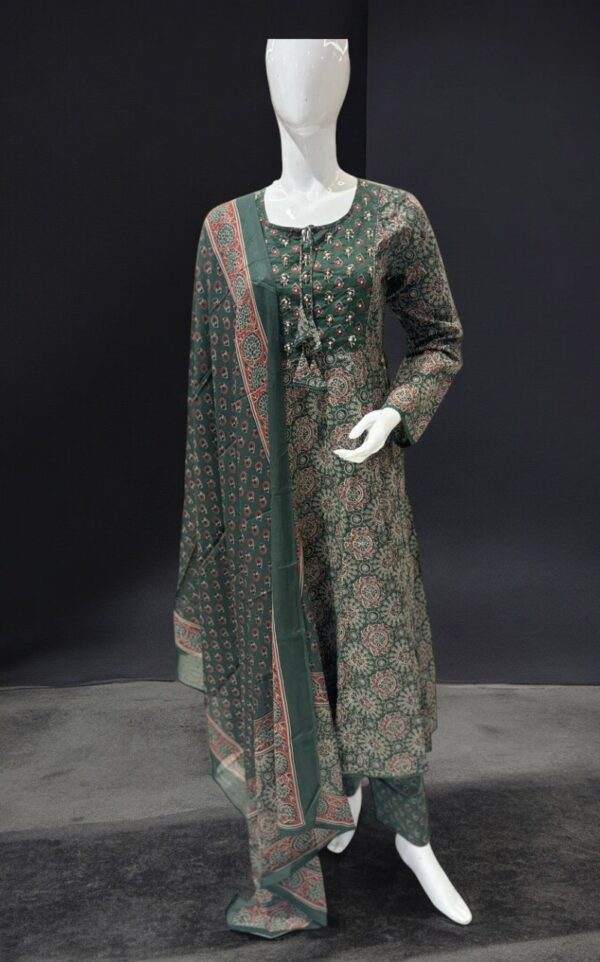 Graceful Black & Gold Printed Cotton Salwar Suit Set