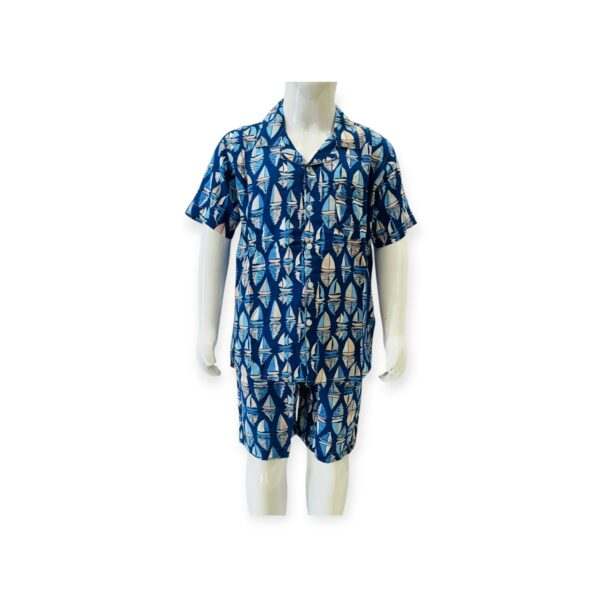 Boys' Blue Printed Summer Shorts Set | Stylish & Comfortable Outfit