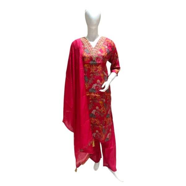 Elegant Red Floral Embroidered Salwar Suit with Dupatta
