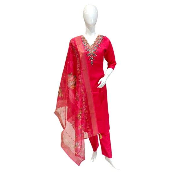 Charming Pink Embroidered Salwar Suit with Floral Dupatta