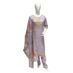 Lavender Embroidered Salwar Suit with Floral Dupatta – Elegant Festive Wear