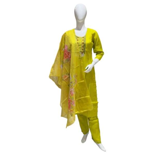 Vibrant Yellow Salwar Suit with Floral Embroidered Dupatta