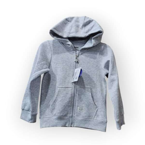 Classic Light Grey Kids Hoodie with Zip Front and Kangaroo Pocket