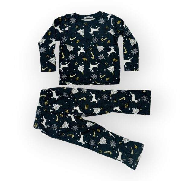 Kids' Christmas Pajama Set - Festive Reindeer and Snowflake Print