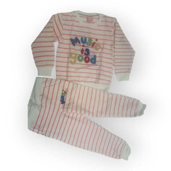 Kids' Striped "Music is Good" Pajama Set - Soft & Stylish Sleepwear