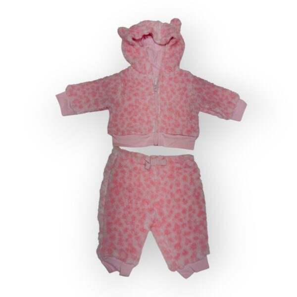 Adorable Pink Fuzzy Baby Hoodie & Pants Set - Warm & Cozy Outfit