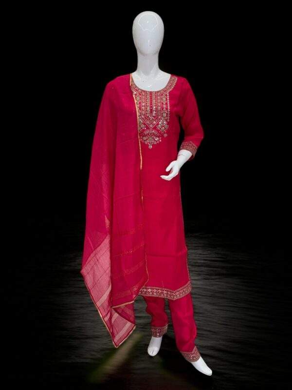 Elegant Deep Pink Embroidered Salwar Kameez with Dupatta