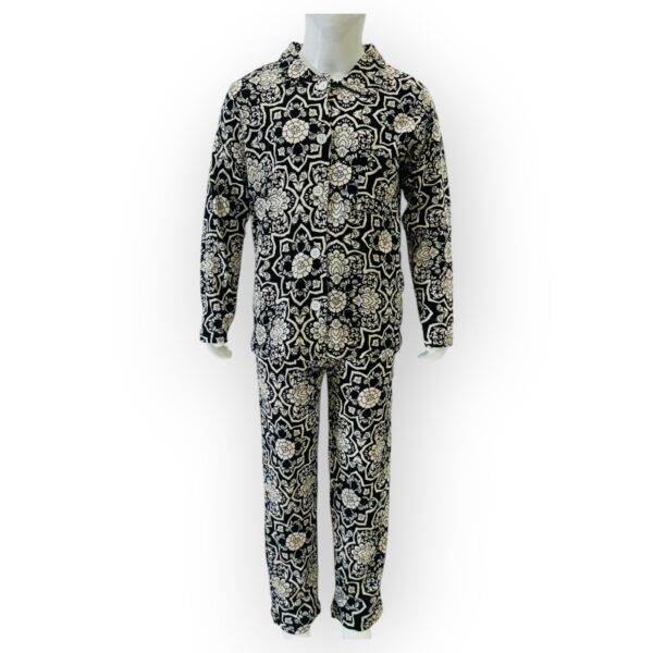 Kids' Black and White Two-Piece Set with Ornamental Print
