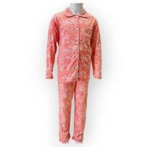 Kids' Coral Two-Piece Pajama Set with White Floral Print