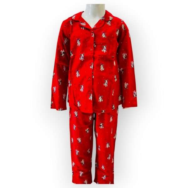 Kids' Red Button-Up Pajama Set with Fun Animal Print