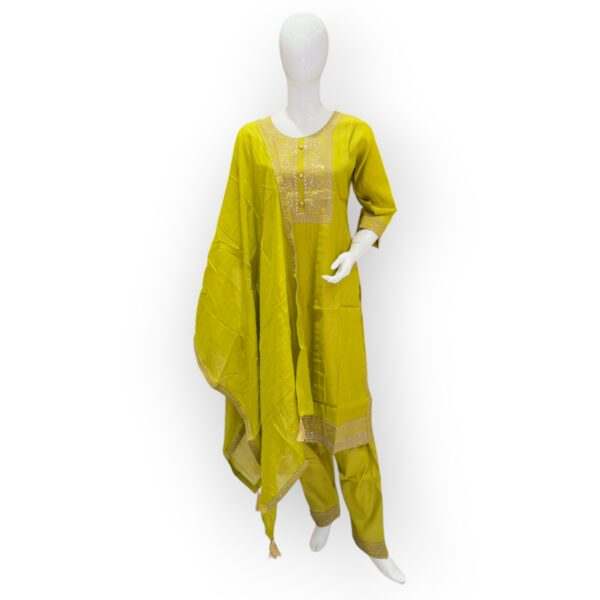 Graceful Lime Green Embroidered Salwar Kameez with Dupatta