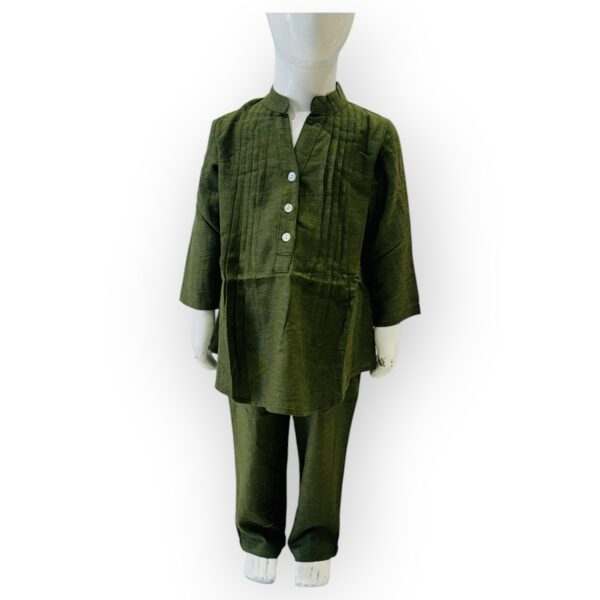 Kids' Olive Green Traditional Kurta Set – Elegant and Comfortable