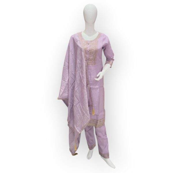 Lavender Embroidered Salwar Kameez with Matching Dupatta