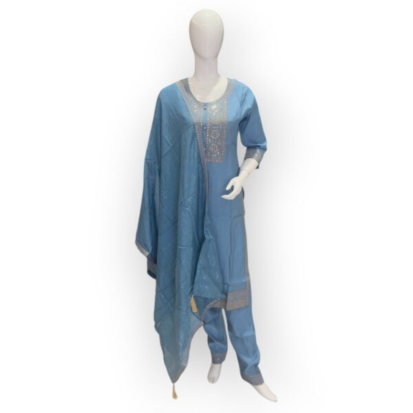 Sky Blue Embroidered Salwar Kameez Set with Dupatta