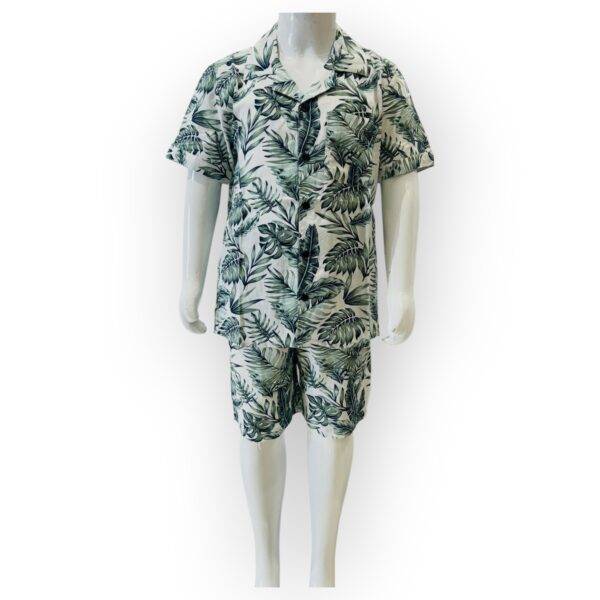 Kids' Tropical Leaf Print Shirt and Shorts Set – Stylish Summer Outfit