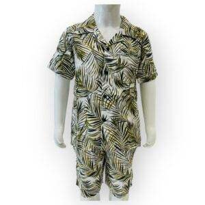 Kids' Palm Leaf Print Shirt and Shorts Set – Trendy Summer Outfit