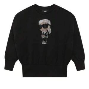 KARL LAGERFELD SWEATSHIRT MAN BLACK FACE PRINTED