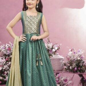 GIRLS ETHNIC WEAR  GREEN 3PCS SUIT