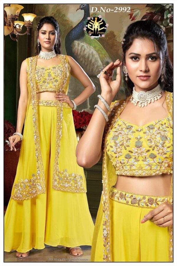 Yellow Embroidered Designer Lehenga with Dupatta