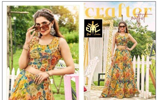 Vibrant Multicolor Printed Crop Top and Skirt Set – Crafter Outfit