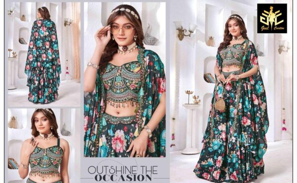 Elegant Floral Black Lehenga with Embellished Blouse and Dupatta