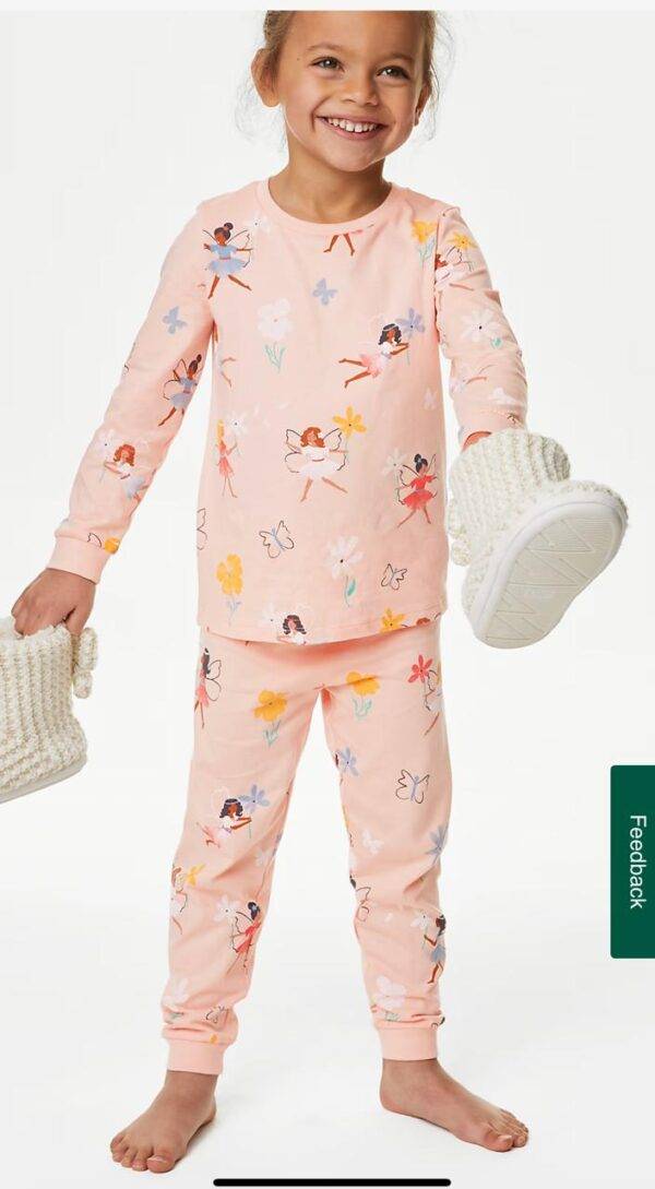Adorable Peach Fairy Print Kids' Pajama Set - Soft Cotton Sleepwear