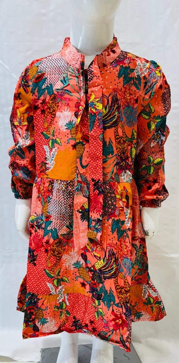 Vibrant Multi-Pattern Long-Sleeved Dress for Girls