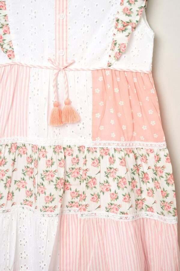 Charming Patchwork Floral Sleeveless Dress for Girls - Image 2
