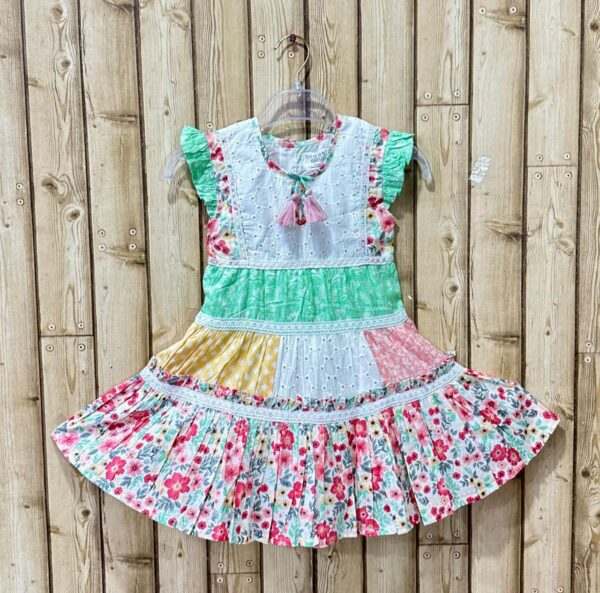 Charming Multi-Patterned Patchwork Dress for Girls