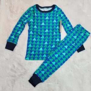 Cozy Blue and Green Triangle Pajama Set for Kids