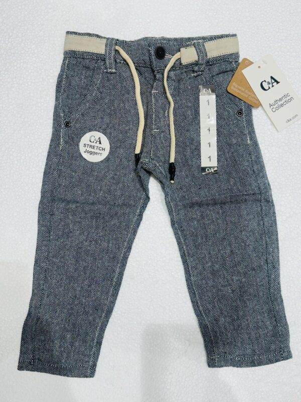 Stylish Grey Herringbone Stretch Jogger Pants for Kids