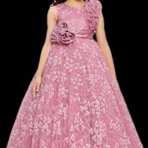 GIRLS ETHNIC WEAR DUSTY COLOUR LONG FROCK