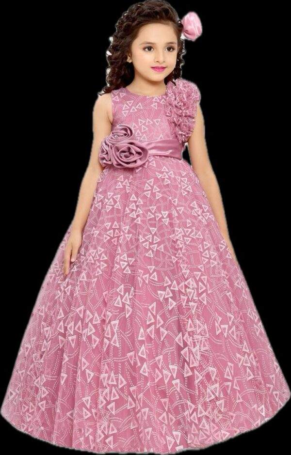 GIRLS ETHNIC WEAR DUSTY COLOUR LONG FROCK