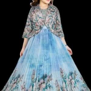 GIRLS ETNIC BLUE LONG FROCK