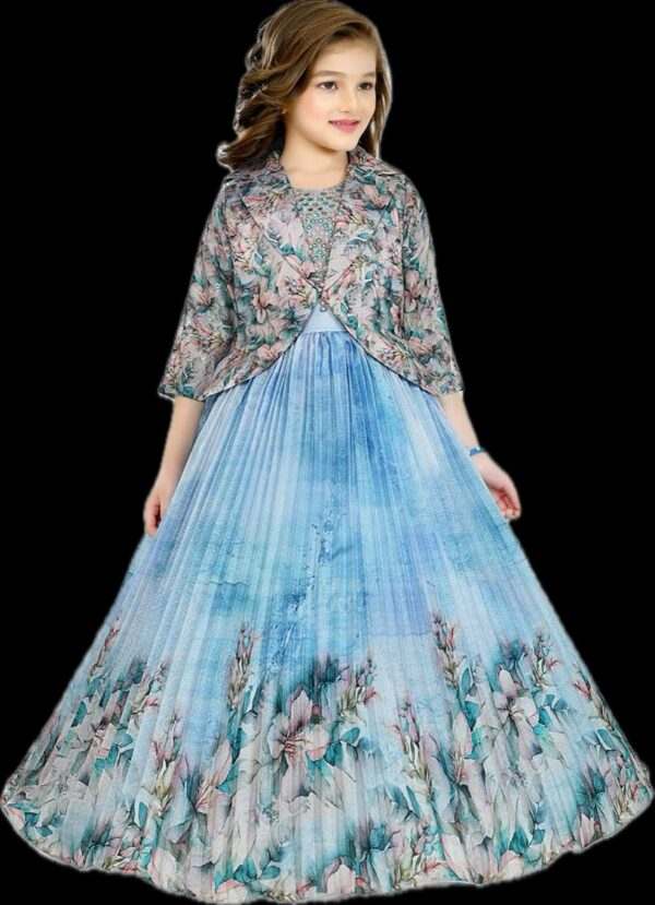 GIRLS ETNIC BLUE LONG FROCK