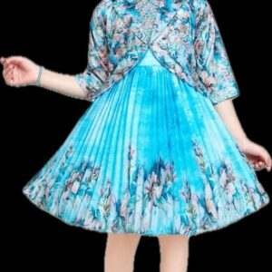 GIRLS ETHNIC SKY BLUE FROCK WITH JACKET