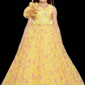 GIRLS ETHNIC WEAR YELLOW LONG FROCK
