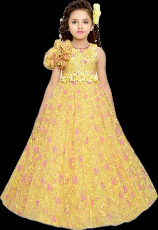 GIRLS ETHNIC WEAR YELLOW LONG FROCK