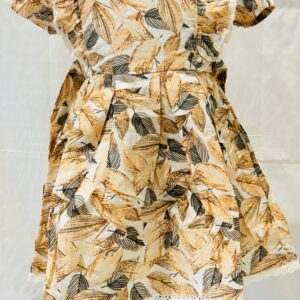 Okaidi Orange leaf  printed frock